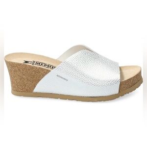 Mephisto Lisane Silver Metallic Slide Wedge, Sz 39/7.5